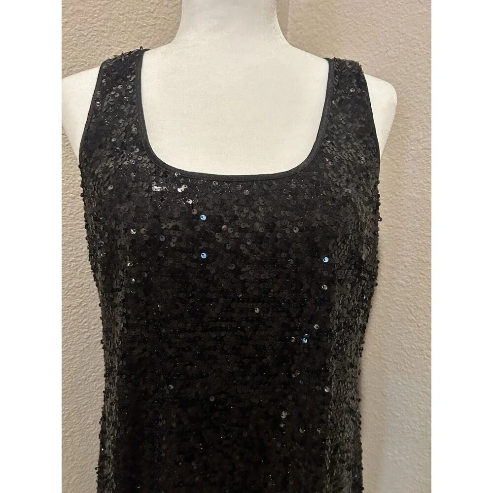 DB BLACK SEQUIN PARTY/XMAS SHIFT DRESS Size 14 Sequin - Picture 2 of 7